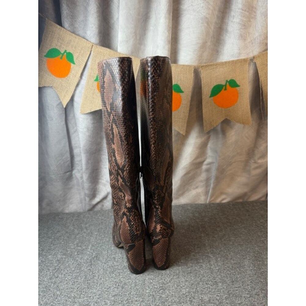 Steve Madden Brown Snake Print Knee High Pointed Toe Boots Size 7M Wide Calf NEW - Picture 5 of 9